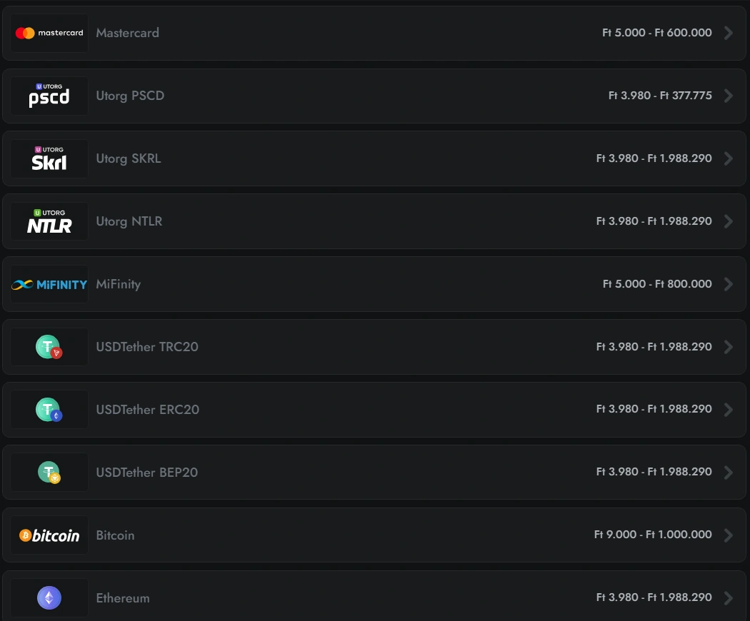 Gransino Betaalmethoden