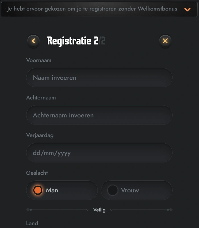 Gransino Registratie Stap 2